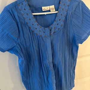 Kim Rogers Lg Women's Blue Embellished Top
